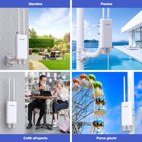 AdaLov Gigabit Outdoor Wireless Access Point, Long Range WiFi Access Point, 1200Mbps Dual Band 2.4/5.8GHz, Waterproof IP66, WiFi Repeater for Shop/Garden/Garage/School/Camper,48V PoE