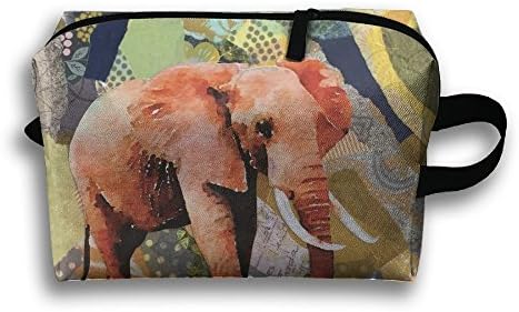 Elephant Paper Collage Travel Bag Toiletries Bag Phone Coin Purse Cosmetic Pouch Pencil Case Tote Multifunction Organizer Storage Bag