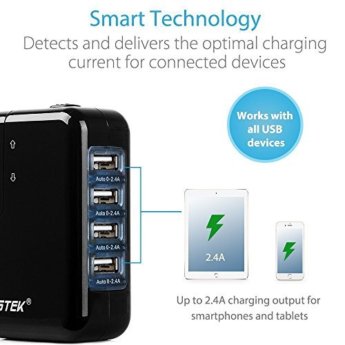 image for BESTEK USB Charger 35W 4 Port USB Wall Charger and International Trave