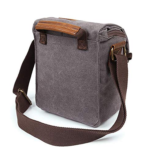 Yaunli Kameratasche, Crossboby Tasche für Herren, Segeltuch mit Leder, wasserabweisend, Retro-Stil, Schultertasche… – Bild 7