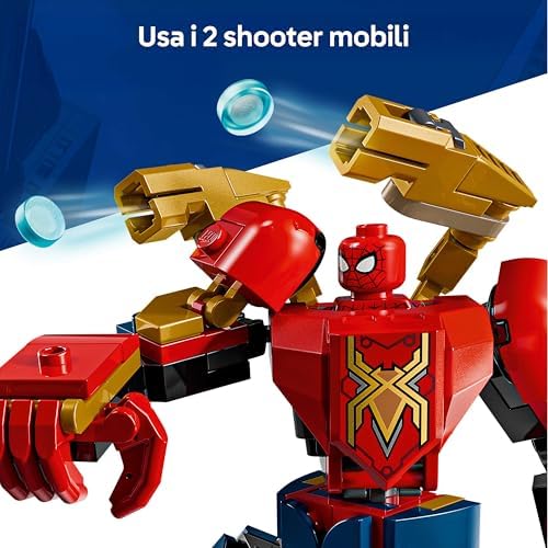 | Marvel Battaglia Mech: Spider-Man vs. Doc Ock - Giocattolo dei Supereroi con 2 Action Figure, 3 Minifigure, Shooter e Corde-Ragnatela - Idea Regalo per Bambini da 6 Anni in su - 76338