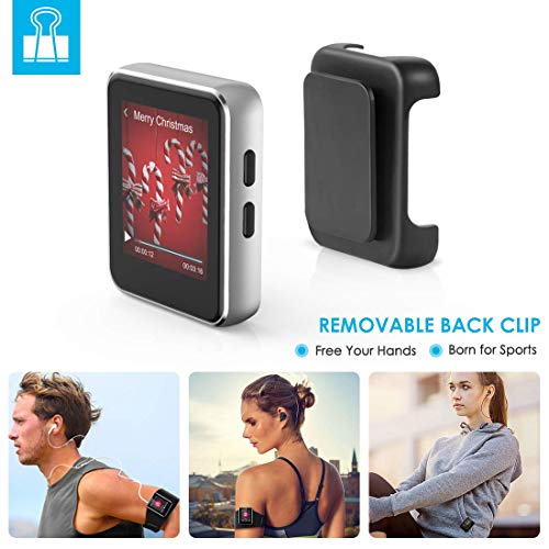 Kingbox Mp3 Player with Bluetooth, Music Player with Clip Supports Full Touch Screen, Built-in Speaker, HiFi Lossless Mp3 Music Players with FM Radio, Voice Recorder (8GB, Up to 128GB)