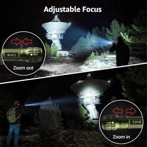 LE LED Torch Battery Powered, LE1000 Bright Hand Flashlight, Adjustable Focus, Water Resistant, Lightweight, for Power Cut, Camping, Dog Walking, Easy to Use Small Torch, Gift for Kids Men Dad Him
