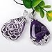 Top Plaza 1x Natural Amethyst Waterdrop Dangle Bead Pendant for Necklace, Purple Crystal Pendant