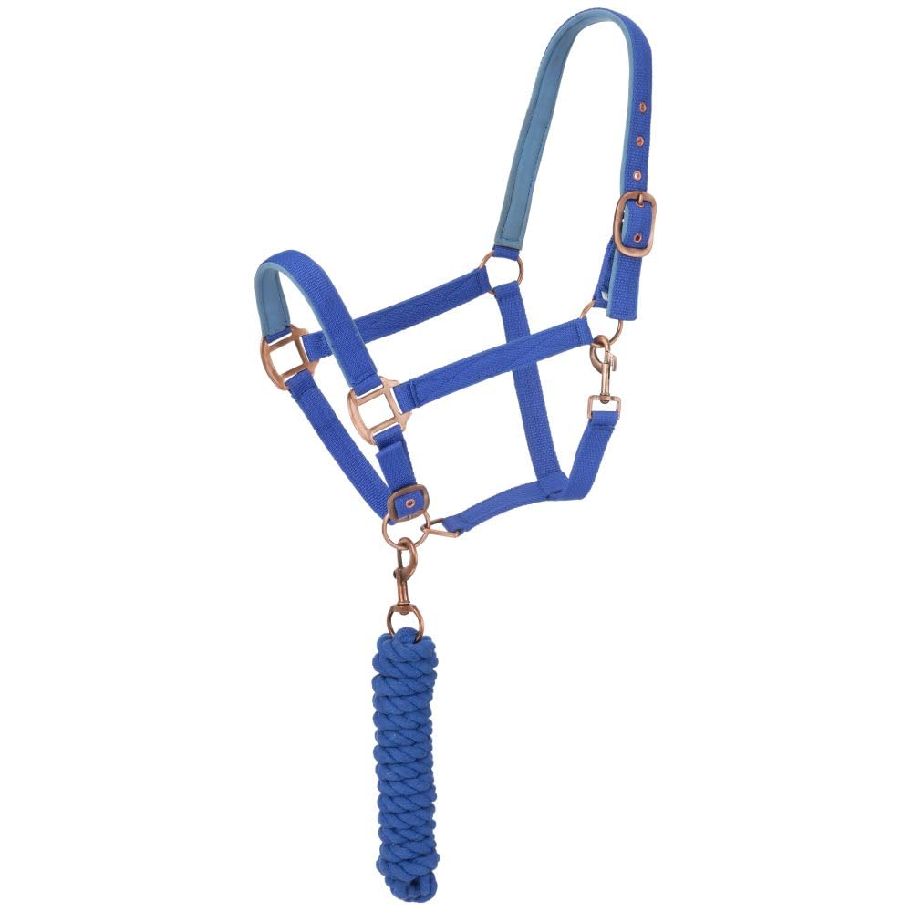 Tough 1 Neoprene padded Halter with Antique Hardware Lead Set, Blue/Royal