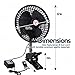 Zone Tech 12V Oscillating Fan - Includes clamp and Screws for Easy Attachment to Either The Console or Dash (Black 1 Pack)