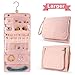 IPOW JO01 Travel Jewelry Organizer Roll Case Holder for Necklace Earrings Bracelets Rings Brooches Foldable Portable Storage Bag for Women Girlfriend Wife Mom Roomy Compact No More Tangle Pink