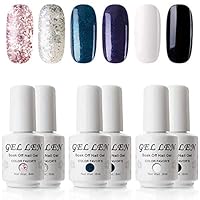 Gellen UV Gel Polish Kit Shimmers Glitters Shining 6 Colors, 8ml Nail Art Gel Manicure Set