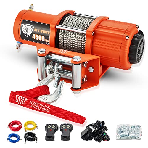 TYT 12V Electric 4500 lb ATV/UTV Winch Kit, OffRoad Waterproof Steel