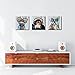 Visual Art Decor Funny Animals Canvas Wall Art Gorilla Monkey Music Oil Painting Wall Picture Happy Dog Frog Canvas Prints Rustic Wood Background Home Office Living Room Decoration (16x16x3 Retro)