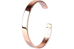 NewZenro Copper Magnetic Therapy Bangel Rose Gold Bracelet For Men Women Arthritis Healing Joint Pain Relief Aid With 6 Powerful Magnets