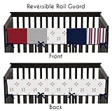 Sweet Jojo Designs Red, White and Blue Long Front Crib Rail Guard Baby Teething Cover Protector Wrap for Baseball Patch Sports Collection - Grey Patchwork Stripe