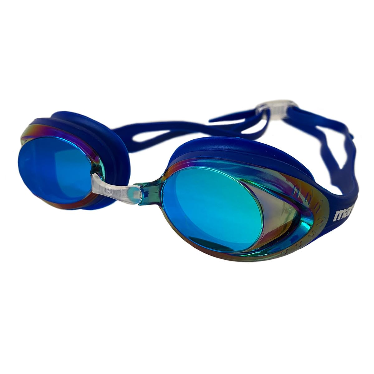 MARU Sonic Mirror Swim Goggles (Blue/Purple/Blue) – Adult Swimming Goggles with Anti-Fog Lenses & UV Protection – Interchangeable Nose Pieces & Silicone Seal – Includes Protective Hard Case