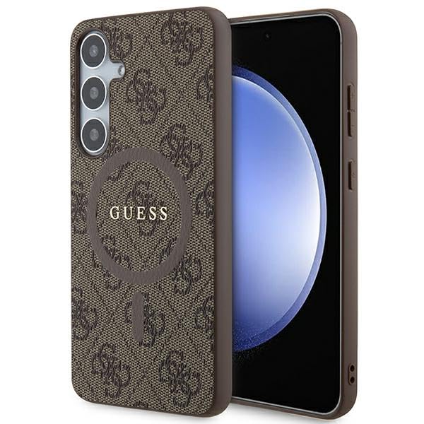 GUESS GUHMS24MG4GFRW Case for S24+ S926 Brown Hard Case 4G Collection Leather Metal Logo