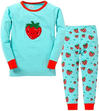 Masonanic 100% Cotton Toddler/Kids Girls Cute Straberry Pajama Set, 2-7 Years