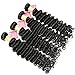 JQM 8A Brazilian Deep Wave Bundles Unprocessed Virgin Curly Hair Weave Remy Wavy Human Hair Extensions 3 Bundles Deals #1B Natural Black Color