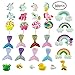 ANPHNIE Slime Charms Beads Supplies Set (2018 New) 30pcs Craft Buttons Assorted Mermaid Tail Rainbow Lollipop Animals Resin Flatback for Craft Making, Ornament Scrapbooking DIY Crafts