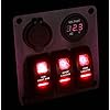 Proelectric-Red-LED-Light-1-Waterproof-MarineBoat-Car-Switch-Panel-3-Gang-USB-Charger-Voltage-Indicator-Power-Socket-5-pin-On-Off-Rocker-Switch