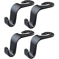 Wislter 4 Pack Car Seat Headrest Hook Car Purse Hook for All Vehicle Car Handbag Clothes Coats Grocery Bags, Black
