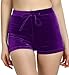 TOB Women's Casual Soft High Waist Drawstring Velvet Shorts Clubwear ,Purple,Small