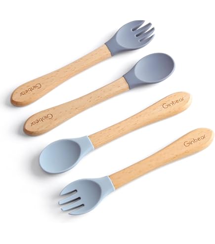 COUVERTS BEBE,A3--Vaisselle Pour Bébé, Apprendre à Manger, Cuillère, Cuillère Courte, Fourchette