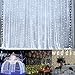 Ucharge Curtain Lights Led Icicle Christmas String Fairy Wedding Lights 600led 19.8x9.8feet Window Curtain 8modes White Window Light Decor Party/Kitchen/Bathroom/Bedroom String Light