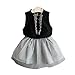 2017 Summer Kids Baby Girls Sleeveless Blouse T-Shirt +Stripe Short Skirt Set Children Skirt (6 Years, Z-Black)