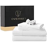 Overket 1000 Thread Count Egyptian Cotton Sheets Queen Size Set 4PCS Sateen Weave Soft Breathable 16-Inch Deep Pocket(Queen,White)
