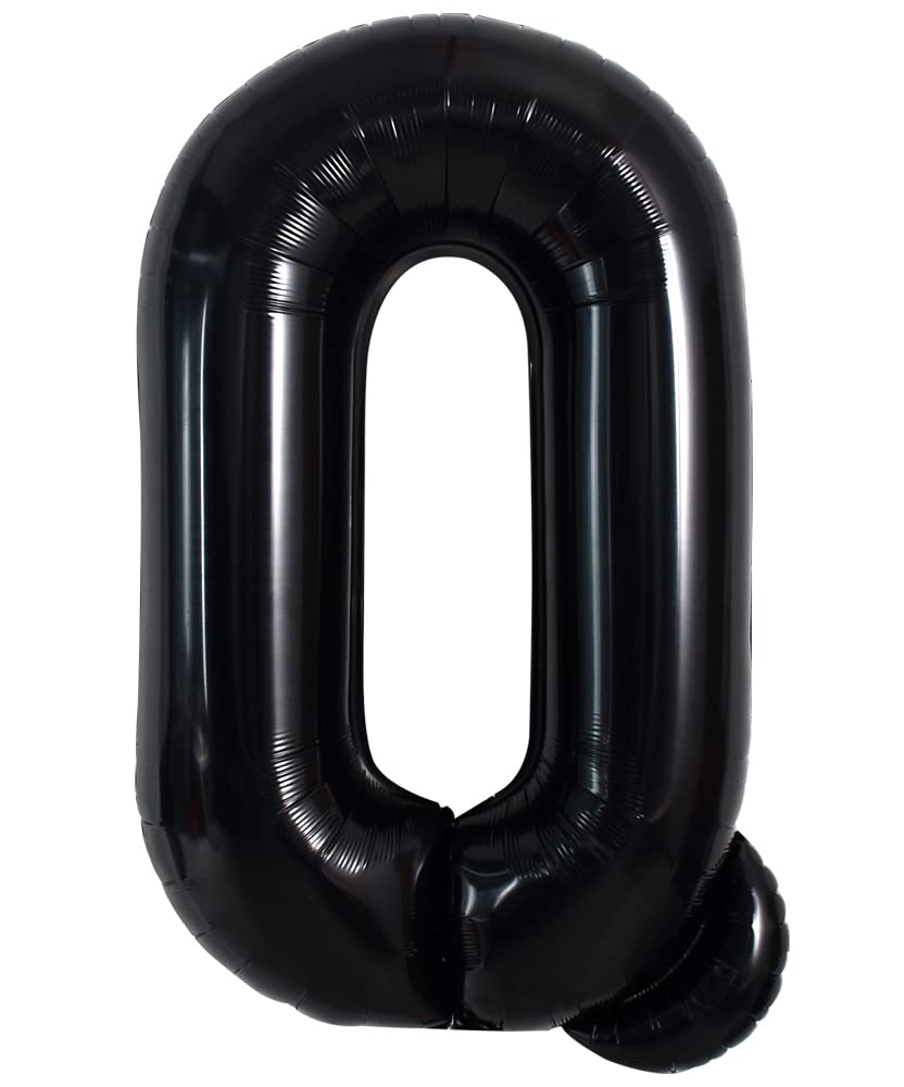 TONIFUL 40 Inch Large Black Q Letter Balloon - Jumbo Helium Foil Mylar Big Alphabet for Birthday Party, Anniversary, Valentine's Day Supplies Decorations