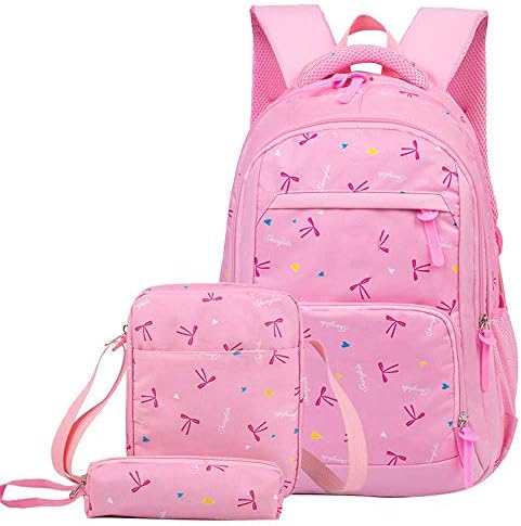 DYYTRm School Backpack Female Student Backpack, Casual Lightweight Canvas College Laptop Backpack + Messenger Bag +Stationery Bag (Three-Piece Suit)
