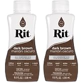 Rit Dye Multi-Purpose Liquid 8 OZ. | Great for Clothing, Accessories, D&eacute;cor, and Much More | 2-Pack, Dark Brown