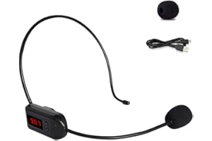 Wireless Microphone Headset, Flexible Lightweight Stereo Headphones Portable FM Microphone for Teaching Lectures Meetings Sin