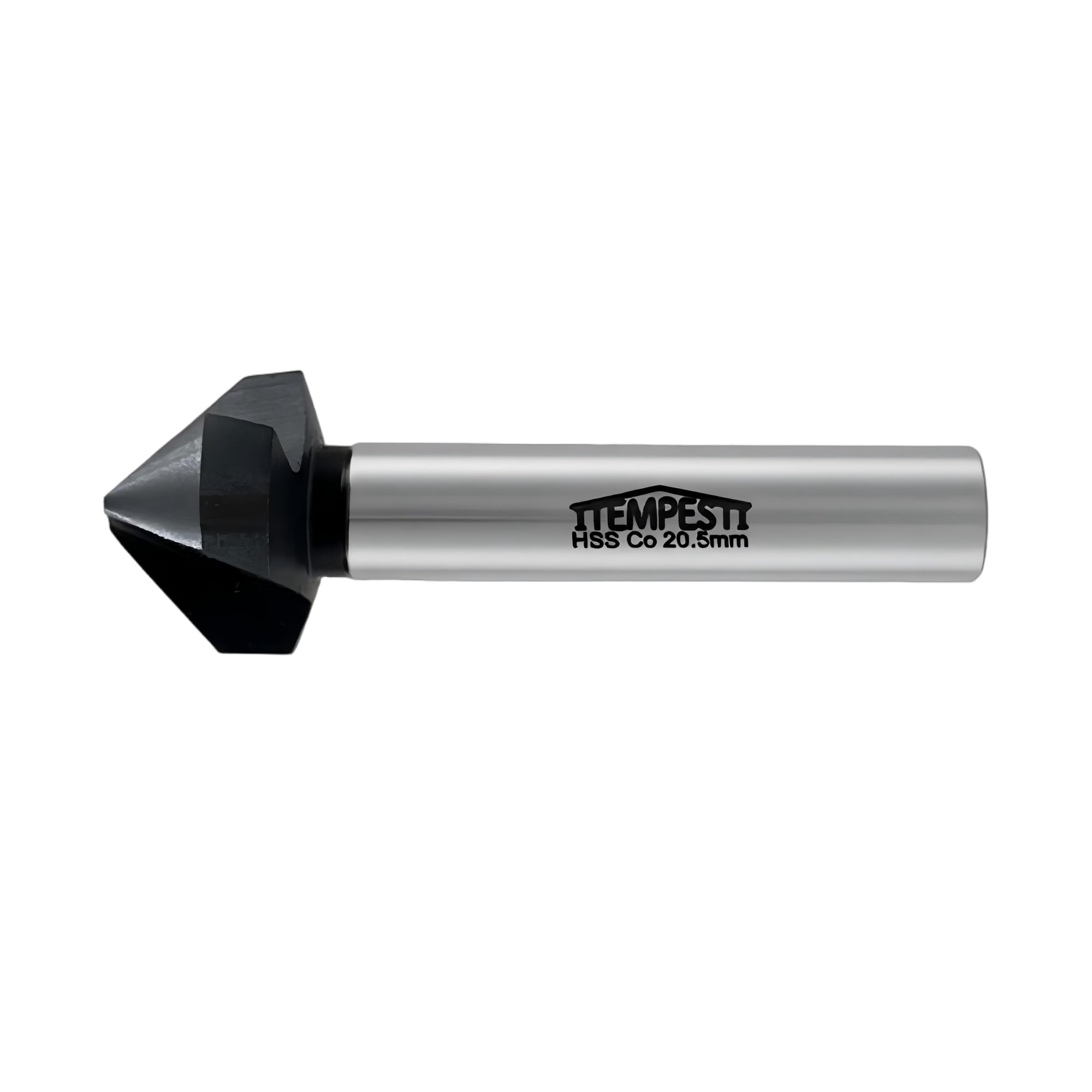 ITEMPESTI Countersink 90° Diameter 20.5 mm - Made of M35 - TiAlN Coating - Robust and Heat Resistant - for Stainless Steels - Shaft 10 mm