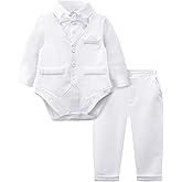 A&J DESIGN Baby Boy Suits Clothes Infant Toddler Formal Gentleman Outfits, Dress Shirt + Vest + Bow Tie + Pants Wedding Set