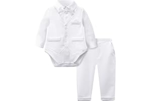 A&J DESIGN Baby Boy Outfit Infant 3 Pieces Bodysuit Newborn Gentleman Wedding Waistcoat Formal Suit 3-18 Months