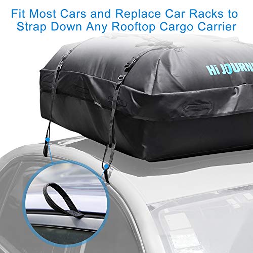 Rooftop Cargo Hooks with Double Stitching Tie Down Hooks Scratch-Proof Metal Hooks to Strap Down Car Top Cargo Bags for Vehicles Without Roof Top Racks (4 Hooks)