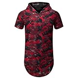 UNRESTRAINED Mens Hipster Hip Hop Holes Zipper Camo T Shirt