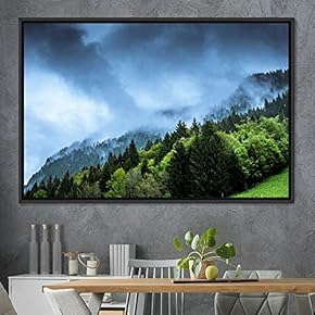 signwin Framed Canvas Wall Art Foggy Mountains Aerial...