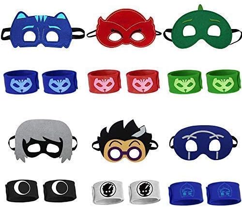 mimibaojia Kids Cartonn Hero Party Favors Dress Up Costumes Set of 6 Mask Bracelet (Mask & Bracelet 2)