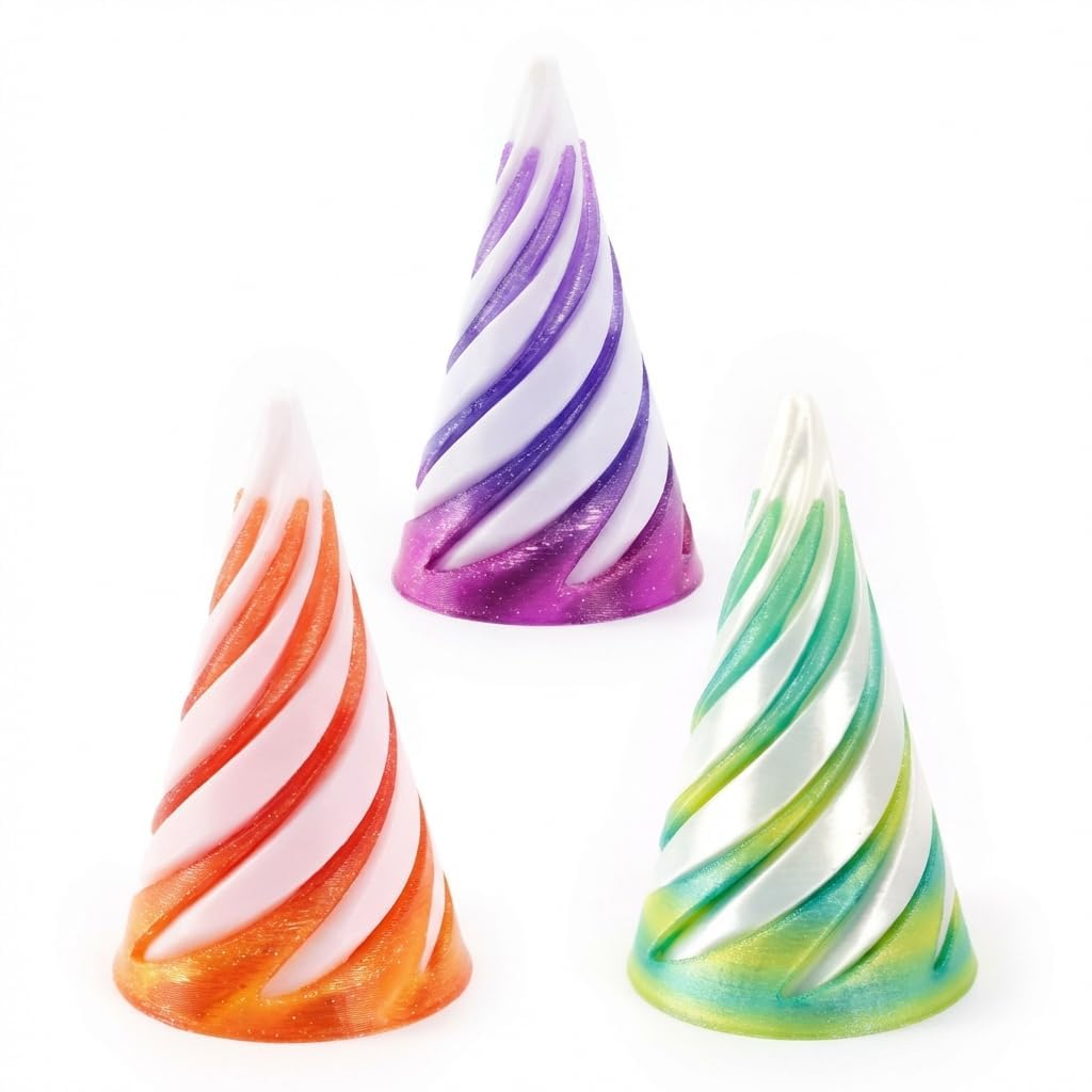 3 Pcs Spiral Cone Fidget Toy,3D Printed Impossible Pyramid Passthrough Sculpture,PLA Material Twisty Cones Sensory Mini Pass Through Toys for Kids and Adults Home Office Desk Decoration,Relieve Stress