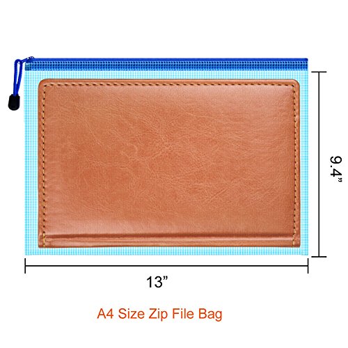 Paxcoo 12 Pcs 5 Colors A4 Plastic Zip File Paper Document Folder Bags Storage Pouch