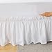 MEILA Wrap Around Bed Skirt Three Fabric Sides Elastic Dust Ruffled 16 Inch Tailored Drop,Easy to Install Fade Resistant-White, Twin/Full