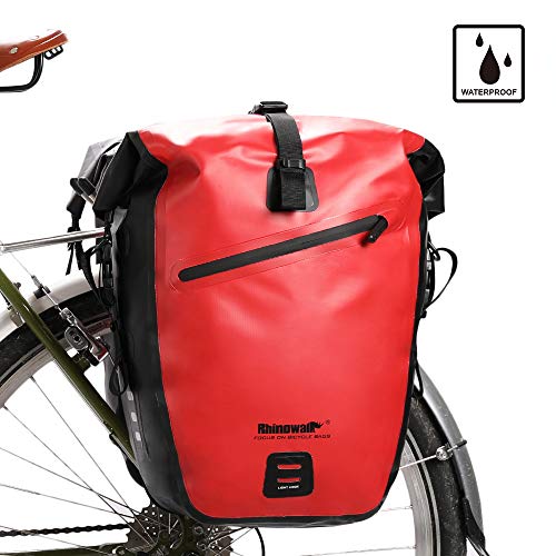 Rhinowalk Bike Bag Waterproof Bike Pannier for Biycle Cargo Rack 25-27L Postman Saddle Bag Shoulder Bag Laptop Pannier Rack Bicycle Bag Professional Cycling Accessories(Two in one)