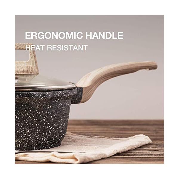 CAROTE Saucepan with Lid 16cm/1.5L, Nonstick Sauce Pot for Induction, Gas and Electric Hobs, Small Cooking Pot with Pour…