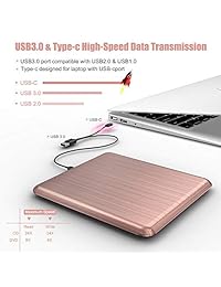 VersionTECH. External CD DVD Drive, USB 3.0 Type C Portable Ultra Thin Burner Player Writer Superdrive CD DVD RW, Compatible with Windows 10 8 7 XP Vista Mac OS System for Mac Pro Air iMac Laptop