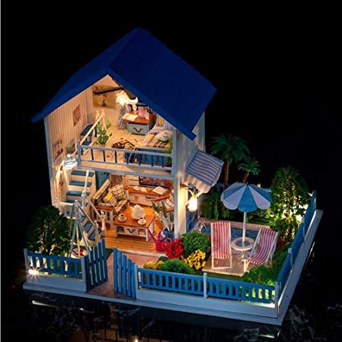 Ploy Miniature Wooden Dollhouse DIY KIT- Loving Family Handmade Doll House With Furniture accessories, LED Light + Music Movement, 3d Puzzles Creative Assembling Toys [Man From Star K004]