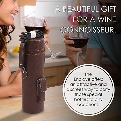 Primeware Wine Tote Travel Bag Bottle Wine Bag Carrier/Easy to Carry Shoulder Strap/Corkscrew Included/Great Gift (Brown)