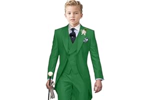 ProPoFol Boys Tailcoat Suit Set,3 Piece Boy Tuxedo Slim Fit Suits for Kids for Wedding Prom Performance Concert Casual