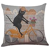 GBSELL Pillow Cover Riding Cat Pillow Case Sofa Throw Cushion Cover Party Home Decor (G)