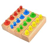 GEDIAO Montessori Materials Cylinder Blocks Wooden Socket Montessori Toys Colorful Education Toys Kid Baby Birthday Gift